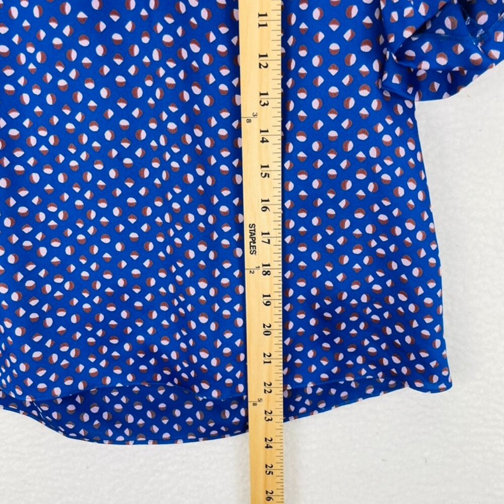 Kate Spade Silk Puff Sleeve Top Women’s Size XS Multicolor Geo Dot Blouse - Picture 8 of 11